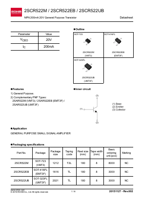 2SCR522UB Datasheet PDF ROHM Semiconductor