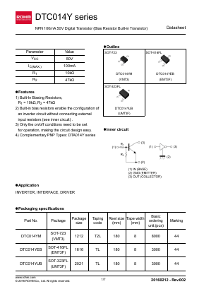 DTC014YUB Datasheet PDF ROHM Semiconductor