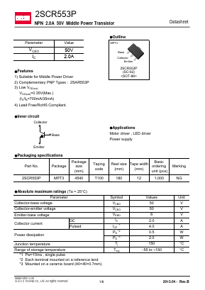2SCR553P Datasheet PDF ROHM Semiconductor
