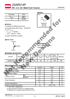 2SAR514P Datasheet PDF ROHM Semiconductor