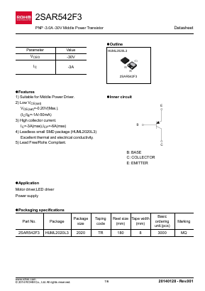 2SAR542F3TR Datasheet PDF ROHM Semiconductor