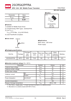 2SCR542PFRA Datasheet PDF ROHM Semiconductor