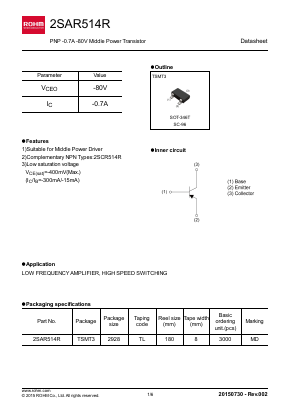 2SAR514R Datasheet PDF ROHM Semiconductor