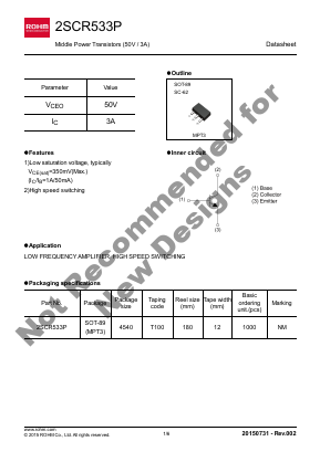 2SCR533P Datasheet PDF ROHM Semiconductor