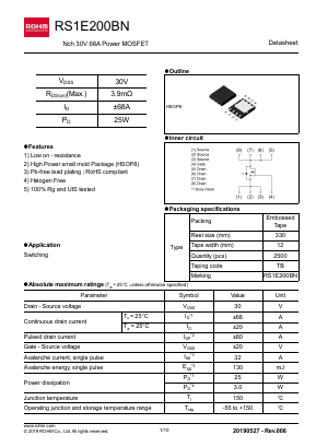 RS1E200BN Datasheet PDF ROHM Semiconductor