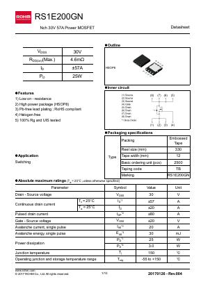 RS1E200GN Datasheet PDF ROHM Semiconductor