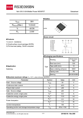 RS3E095BN Datasheet PDF ROHM Semiconductor