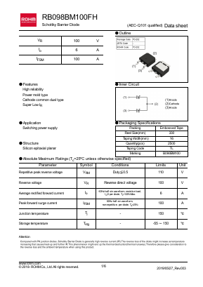 RB098BM100FH Datasheet PDF ROHM Semiconductor