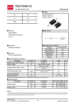 RB070MM-30 Datasheet PDF ROHM Semiconductor