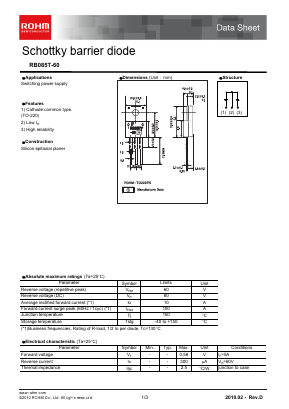 RB085T-60 Datasheet PDF ROHM Semiconductor