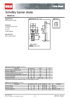 RB085T-60 Datasheet PDF ROHM Semiconductor