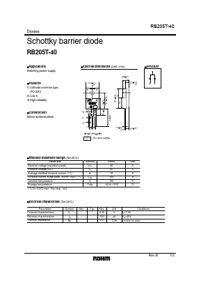 RB205T-40 Datasheet PDF ROHM Semiconductor