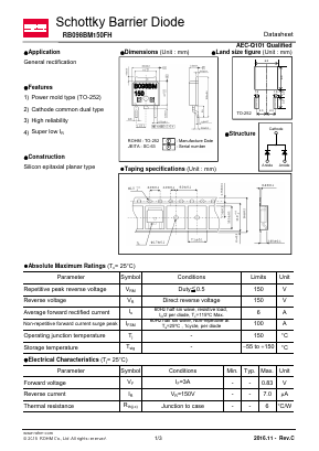 RB098BM150FH Datasheet PDF ROHM Semiconductor