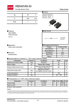 RB540VM-30 Datasheet PDF ROHM Semiconductor