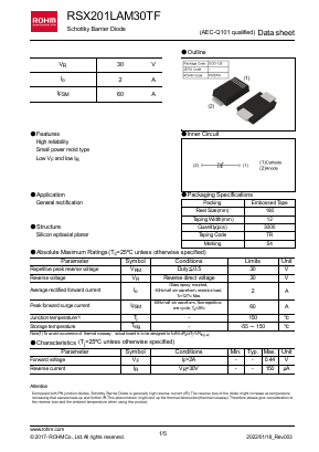 RSX201LAM30TF Datasheet PDF ROHM Semiconductor
