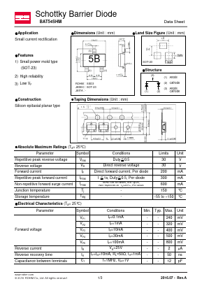 BAT54SHM Datasheet PDF ROHM Semiconductor