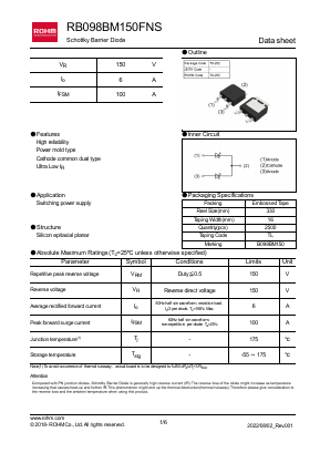 RB098BM150FNS Datasheet PDF ROHM Semiconductor