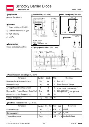 RB095BM-60 Datasheet PDF ROHM Semiconductor