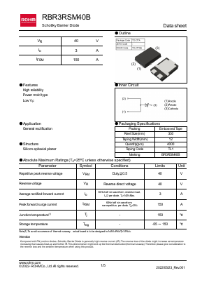 RBR3RSM40B Datasheet PDF ROHM Semiconductor