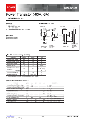 2SB1184TL Datasheet PDF ROHM Semiconductor
