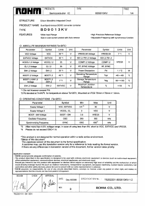 BD9013KV Datasheet PDF ROHM Semiconductor