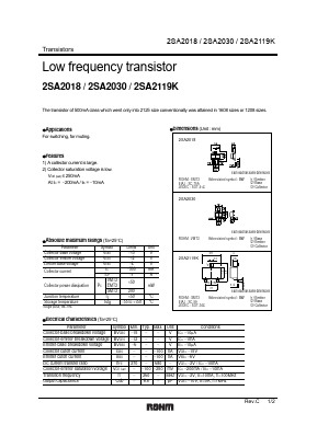 2SA2018 Datasheet PDF ROHM Semiconductor