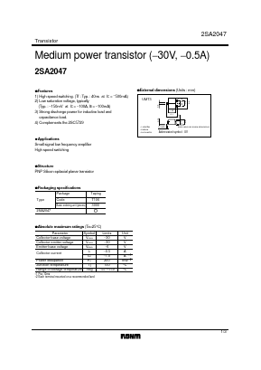 2SA2047 Datasheet PDF ROHM Semiconductor