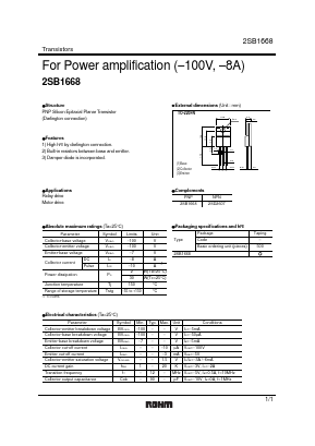2SB1668 Datasheet PDF ROHM Semiconductor