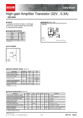 2SD1383K Datasheet PDF ROHM Semiconductor