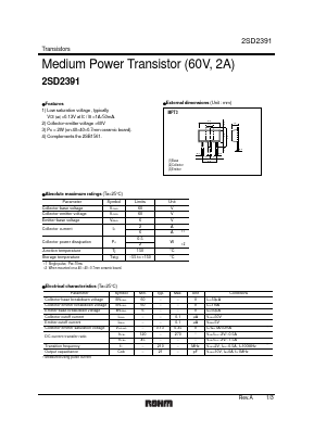 2SD2391 Datasheet PDF ROHM Semiconductor