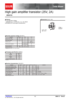 2SD2153 Datasheet PDF ROHM Semiconductor