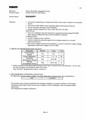 BA5968FP Datasheet PDF ROHM Semiconductor