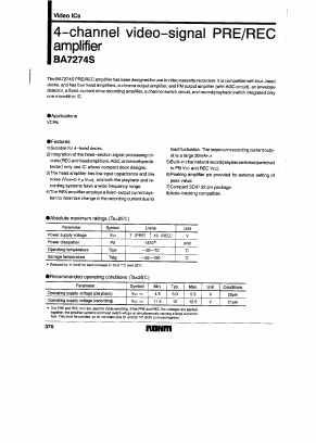 BA7274 Datasheet PDF ROHM Semiconductor