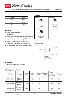 DTA043TEBTL Datasheet PDF ROHM Semiconductor