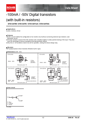 DTA124TETL Datasheet PDF ROHM Semiconductor