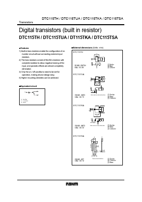 DTC115THT2L Datasheet PDF ROHM Semiconductor