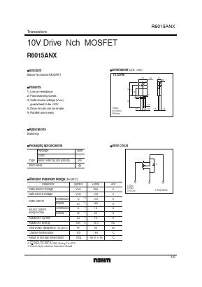 R6015ANX Datasheet PDF ROHM Semiconductor