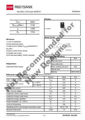 R6015ANX Datasheet PDF ROHM Semiconductor