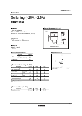 RTR025P02 Datasheet PDF ROHM Semiconductor