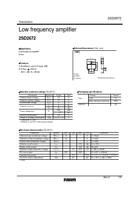 2SD2672TL Datasheet PDF ROHM Semiconductor