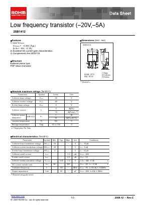 2SB1412 Datasheet PDF ROHM Semiconductor