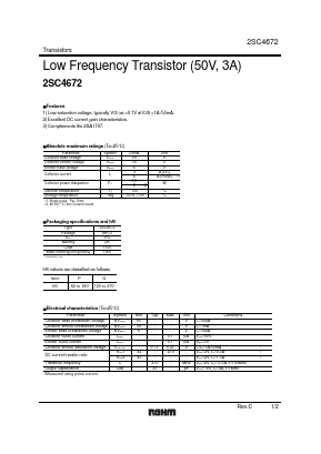 2SC4672 Datasheet PDF ROHM Semiconductor