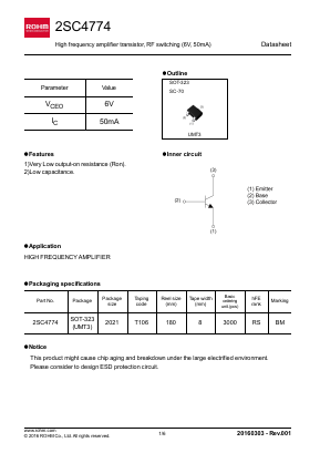2SC4774T106S Datasheet PDF ROHM Semiconductor