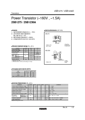 2SB1275 Datasheet PDF ROHM Semiconductor