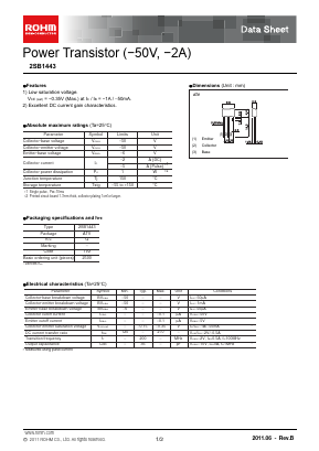 2SB1443 Datasheet PDF ROHM Semiconductor