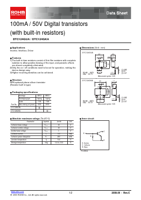 DTC124GUAT106 Datasheet PDF ROHM Semiconductor