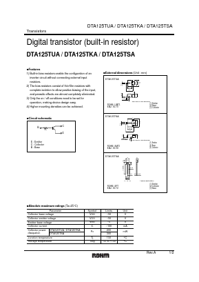 DTA125TSA Datasheet PDF ROHM Semiconductor