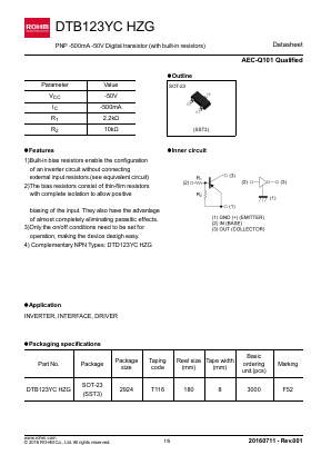 DTB123YCHZG Datasheet PDF ROHM Semiconductor