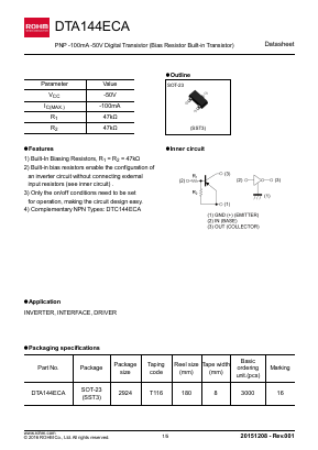 DTA144ECA Datasheet PDF ROHM Semiconductor