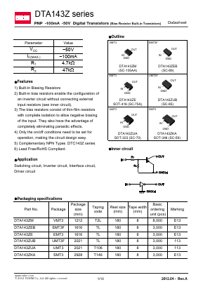 DTA143ZEB Datasheet PDF ROHM Semiconductor